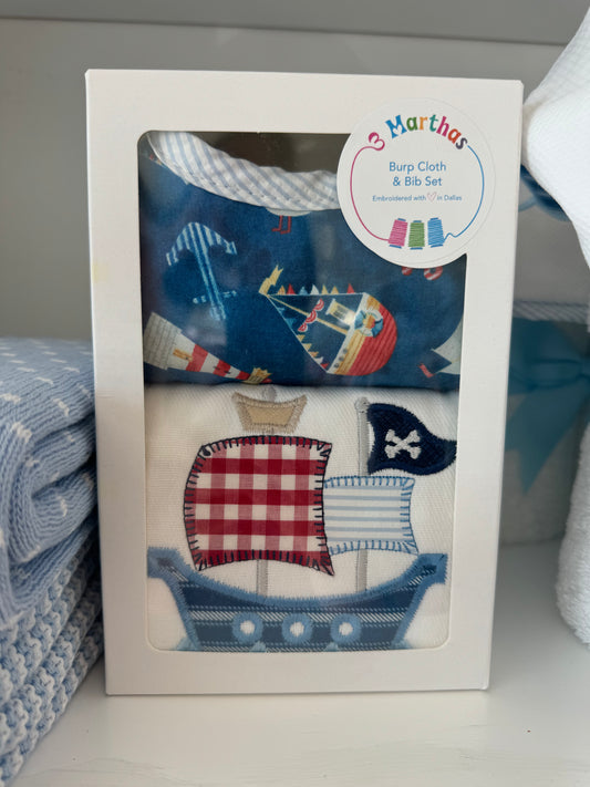 Pirate Medium Bib & Burp Box Set