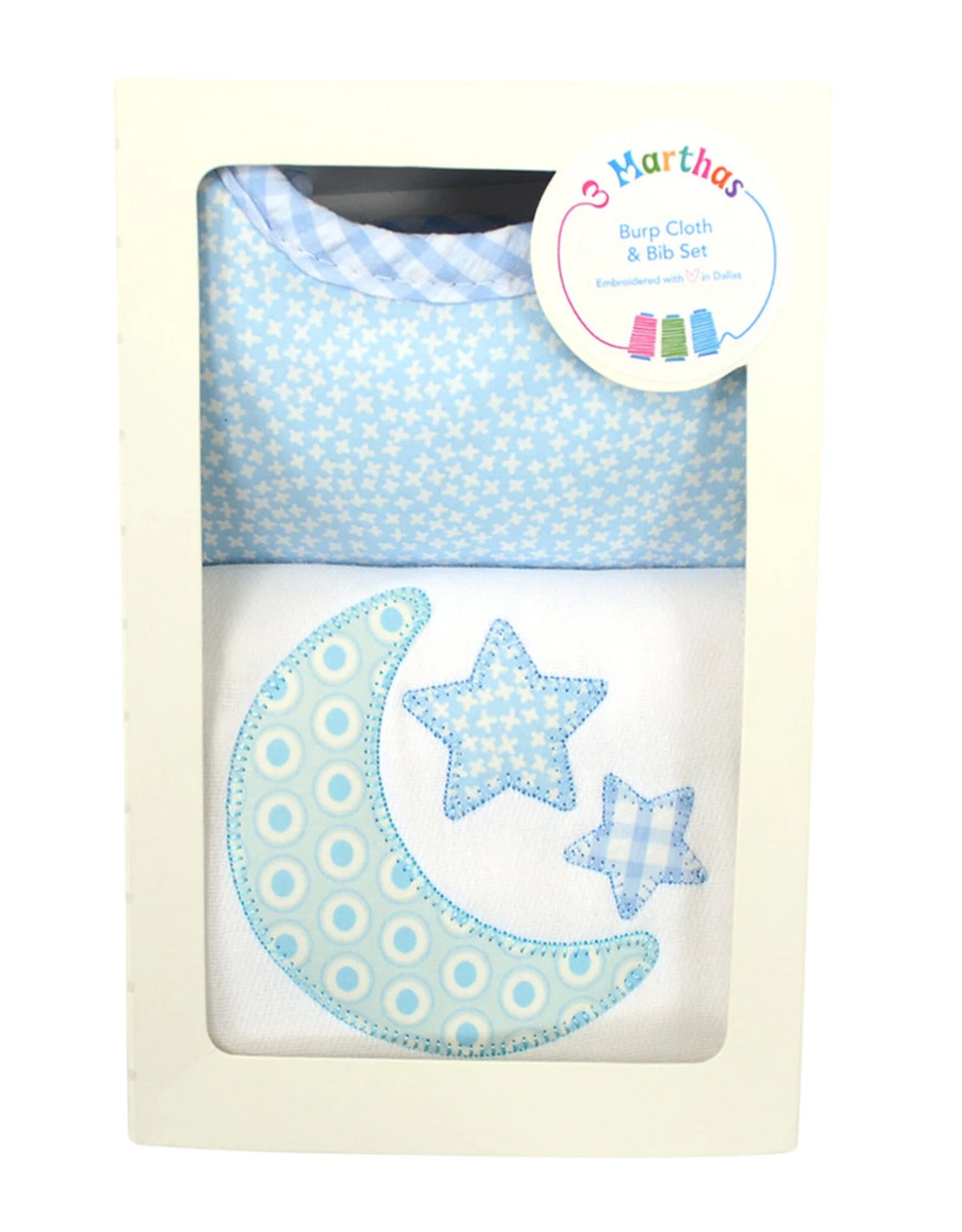 Blue Lullaby Medium Bib & Burp Box Set