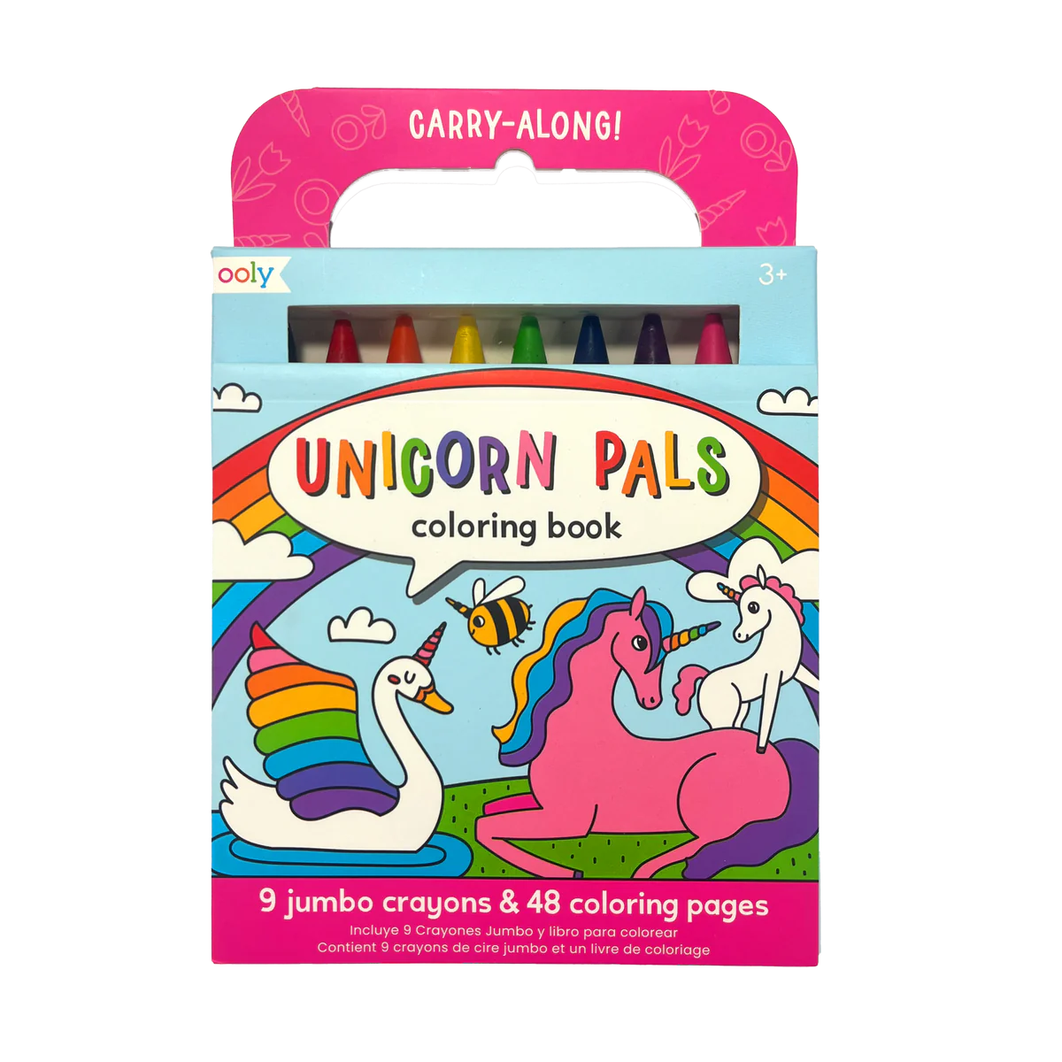 Carry Along! Coloring Book and Crayon Set - Unicorn Pals - Set of 9 Crayons