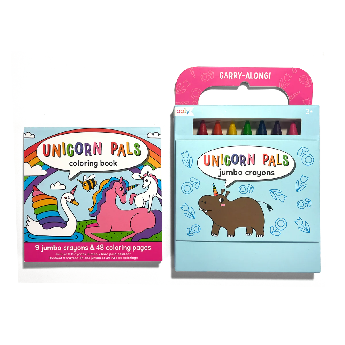 Carry Along! Coloring Book and Crayon Set - Unicorn Pals - Set of 9 Crayons