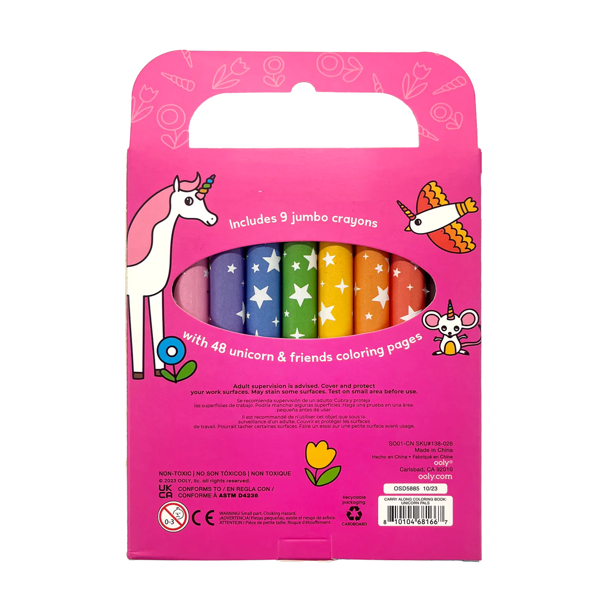 Carry Along! Coloring Book and Crayon Set - Unicorn Pals - Set of 9 Crayons