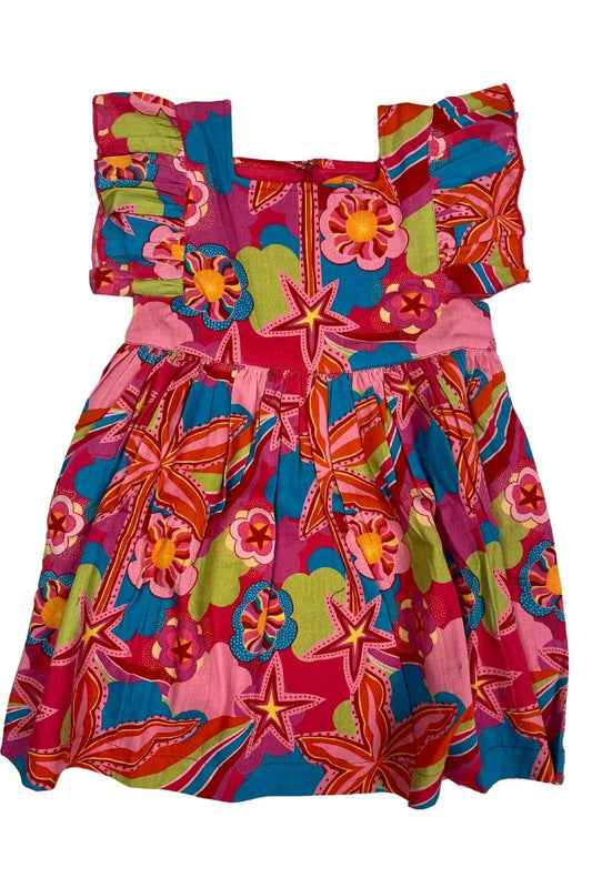 Girls Maya Flutter Sleeve Dress - Nova Print