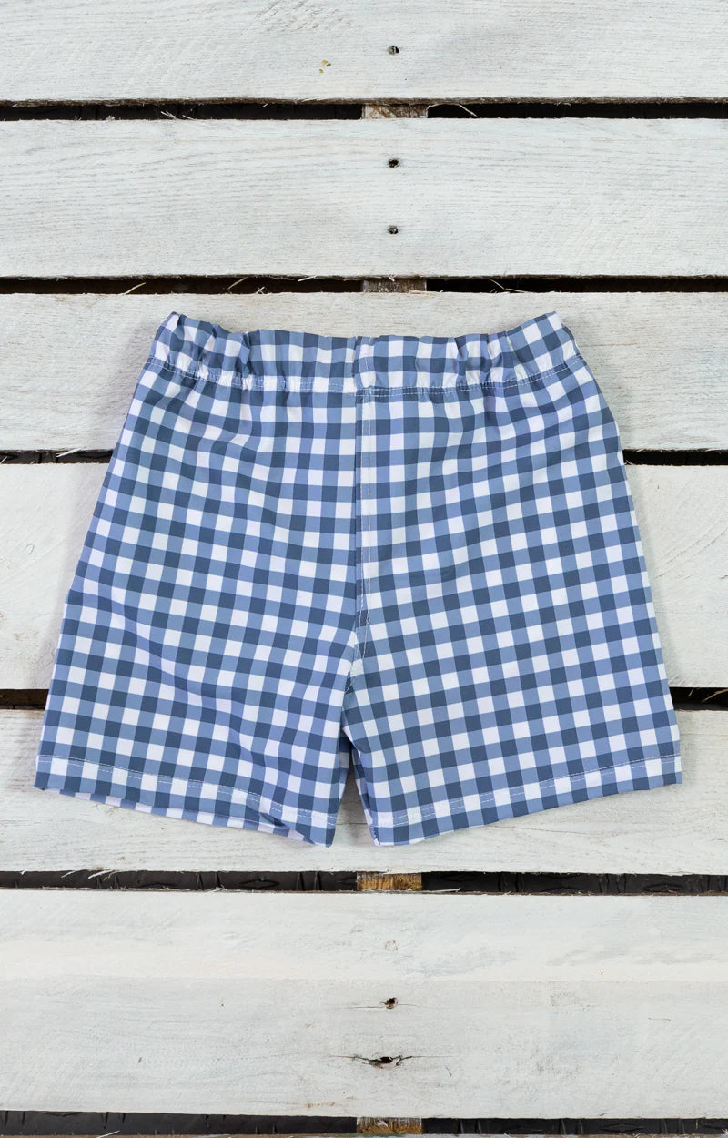 Navy Gingham Swim Shorts