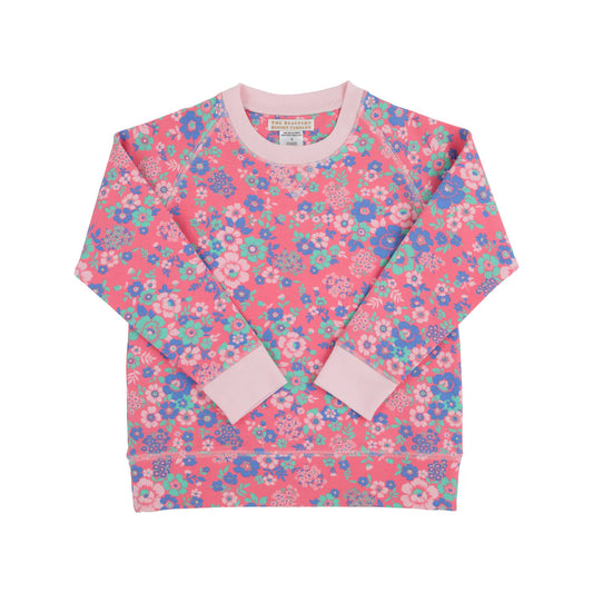 Cassidy Comfy Crewneck, Mt. Paran Mini Floral with Palm Beach Pink