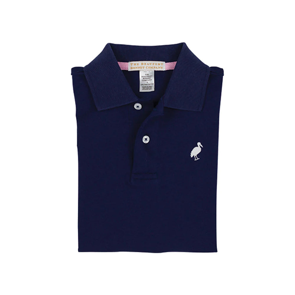 Prim & Proper Polo & Onesie, Nantucket Navy with Worth Avenue White Stork