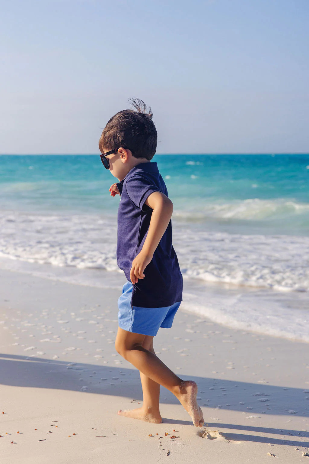 Prim & Proper Polo & Onesie, Nantucket Navy with Worth Avenue White Stork