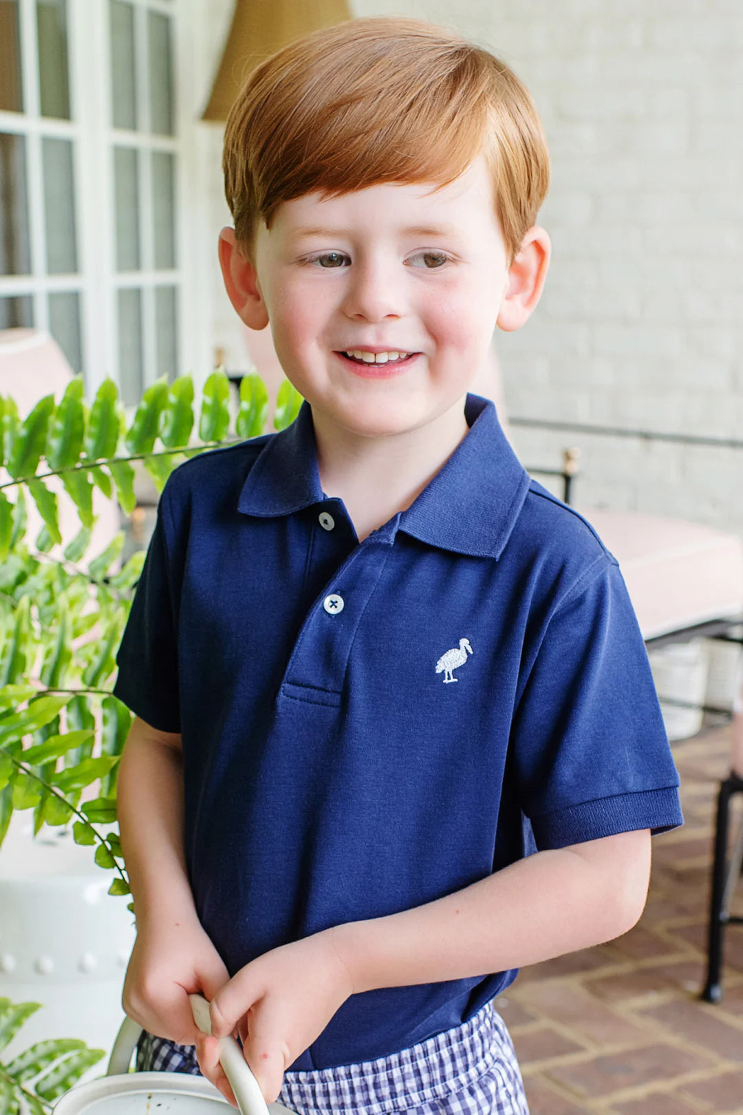 Prim & Proper Polo & Onesie, Nantucket Navy with Worth Avenue White Stork