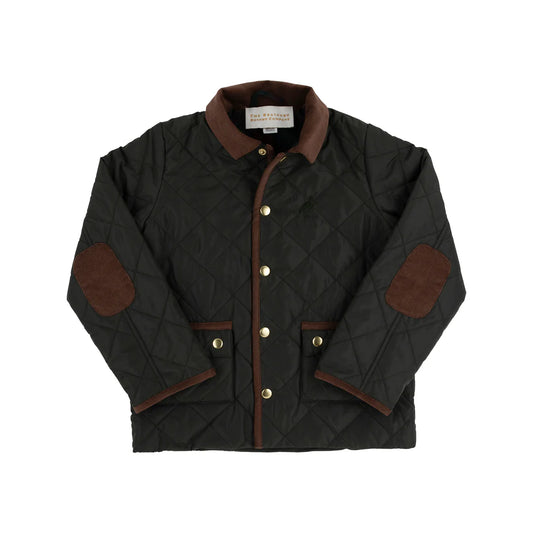 Caldwell Quilted Coat, Montague Moss with Chelsea Chocolate Corduroy Collar