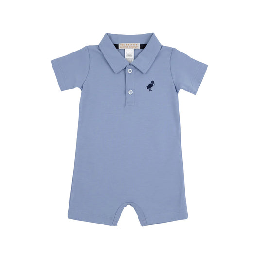 Sir Proper’s Romper, Park City Periwinkle with Nantucket Navy Stork