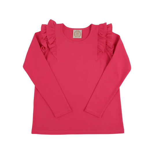 Long Sleeve Ruehling Ruffle Top, Palm Springs Punch