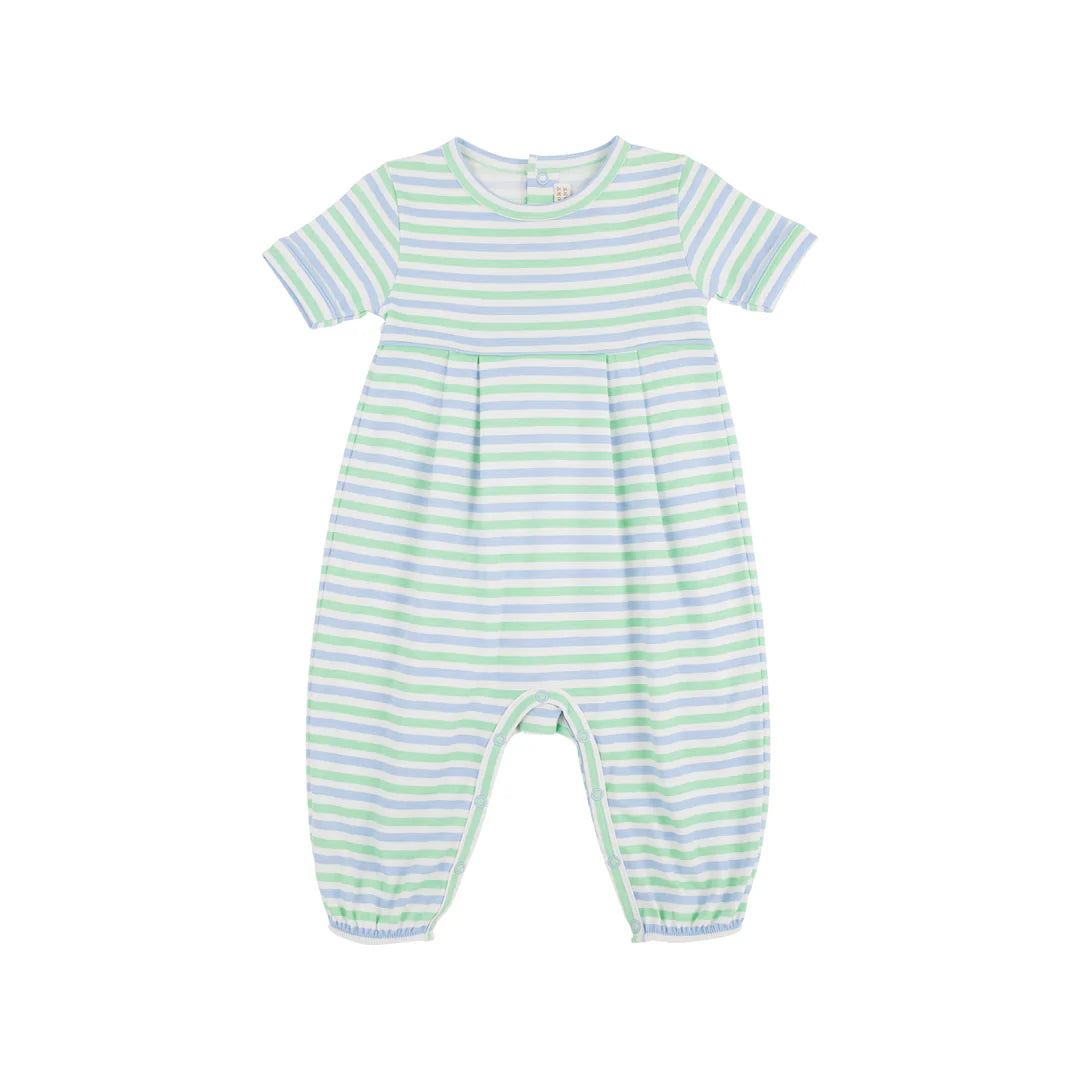 Short Sleeve Bradford Romper, Kennedy Cruise Stripe with Beale Street Blue