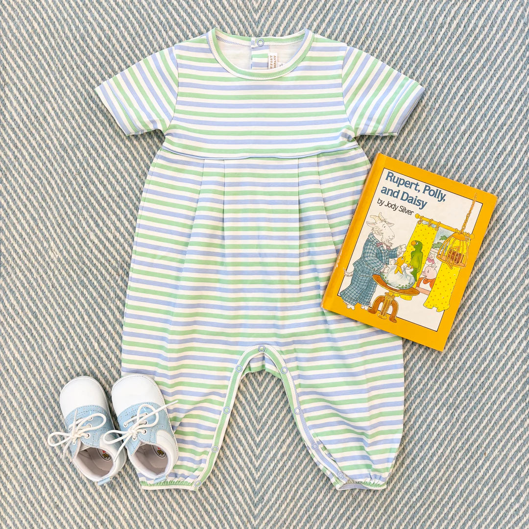 Short Sleeve Bradford Romper, Kennedy Cruise Stripe with Beale Street Blue