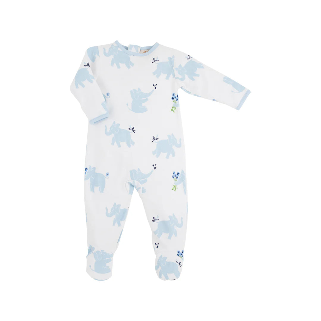 Rock Me Romper, Precious Peanuts (Blue) with Buckhead Blue