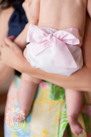 Baby Bow Bottom Bloomer, Worth Ave White with Palm Beach Pink