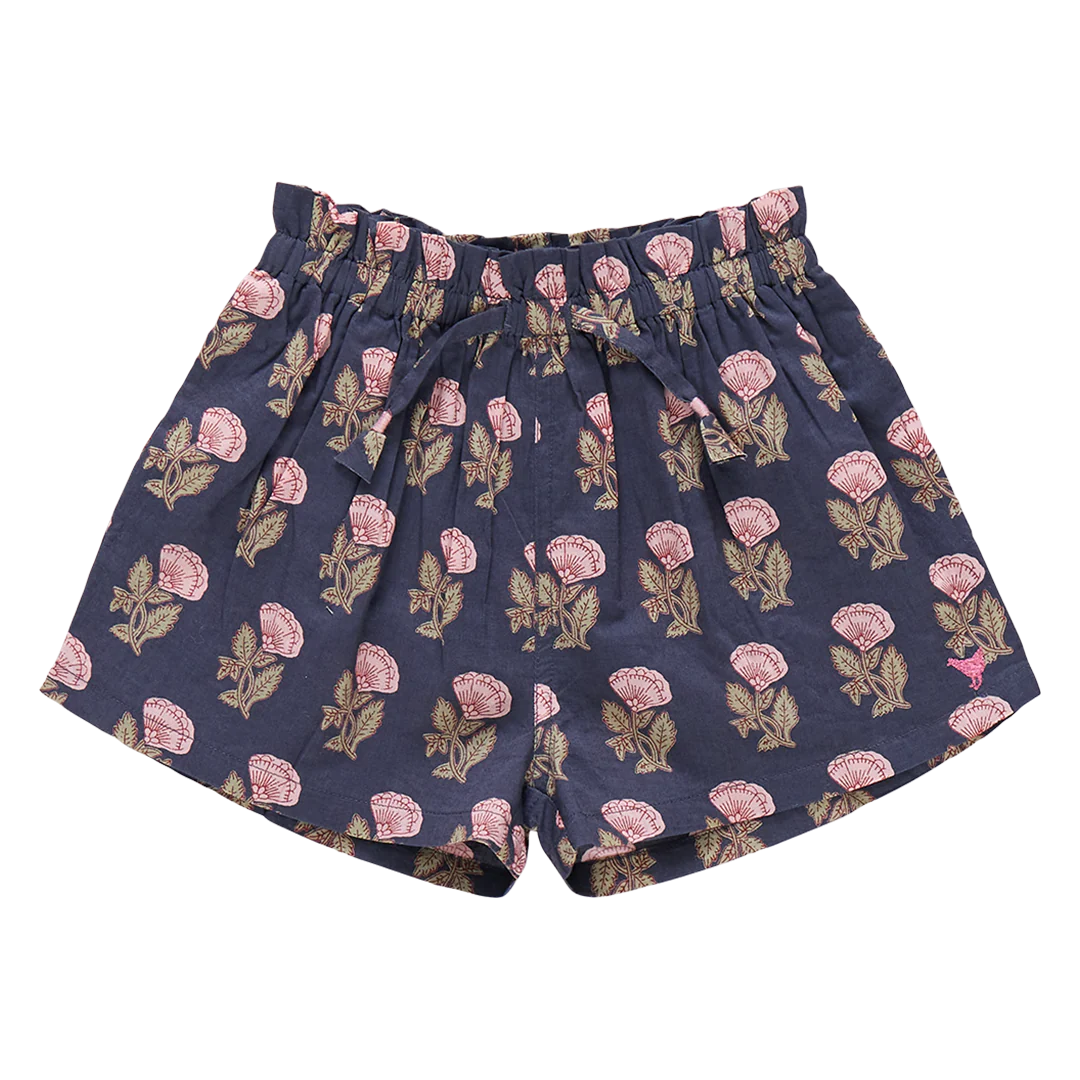 Girls Theodore Short - Navy Flower Drop