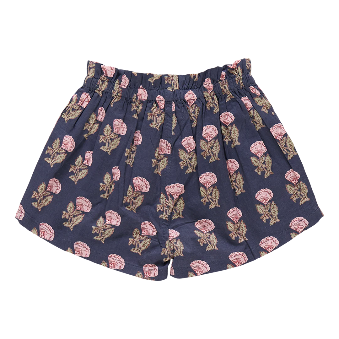 Girls Theodore Short - Navy Flower Drop