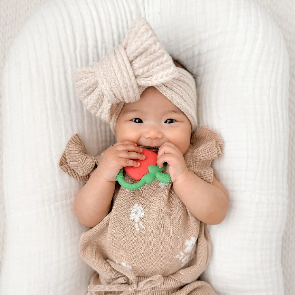 Chew Crew™ Silicone Handle Teether, Bonnie the Strawberry