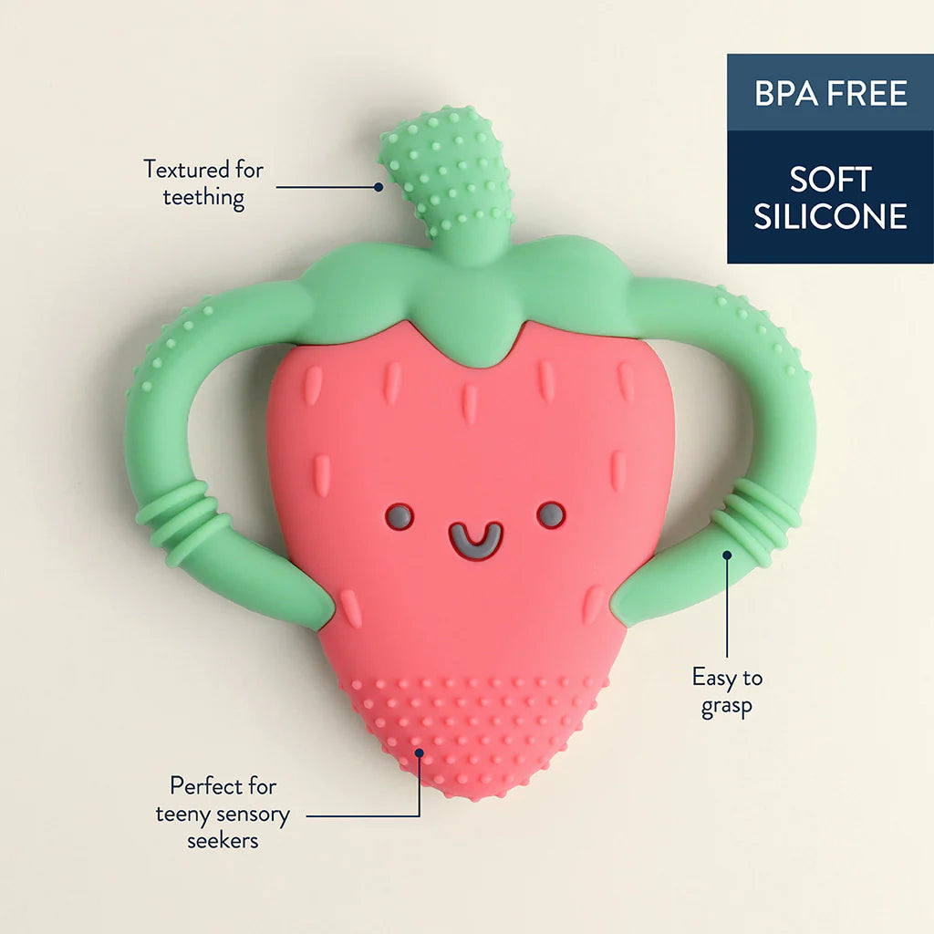 Chew Crew™ Silicone Handle Teether, Bonnie the Strawberry