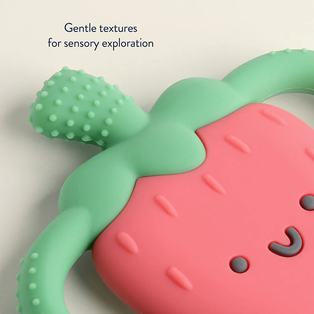 Chew Crew™ Silicone Handle Teether, Bonnie the Strawberry