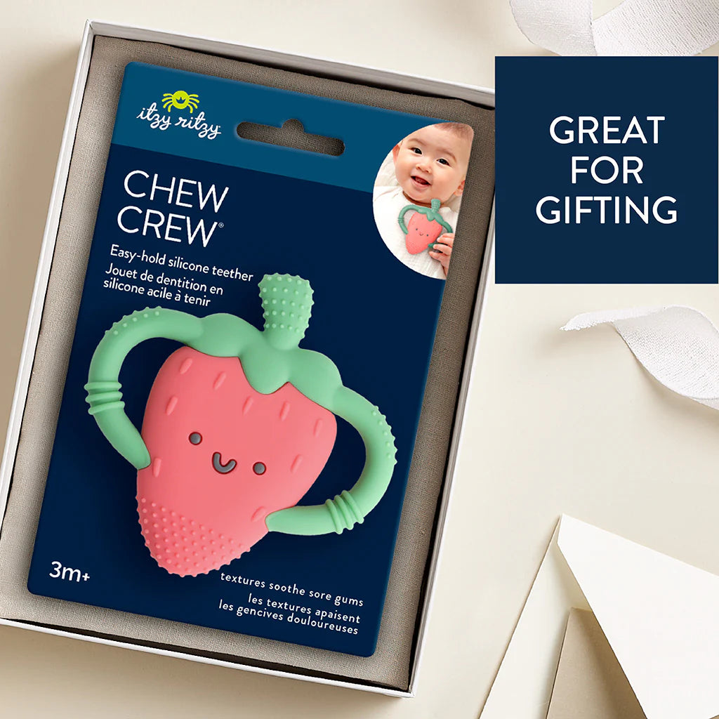 Chew Crew™ Silicone Handle Teether, Bonnie the Strawberry