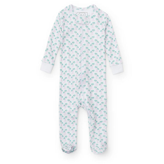 PARKER GIRLS' ZIPPER PAJAMA - PALM TREE ISLE PINK