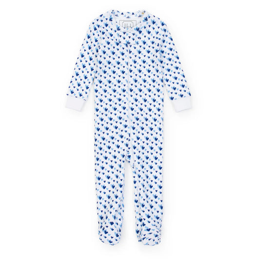 PARKER BOYS' ZIPPER PAJAMA - HEART TO HEART BLUE