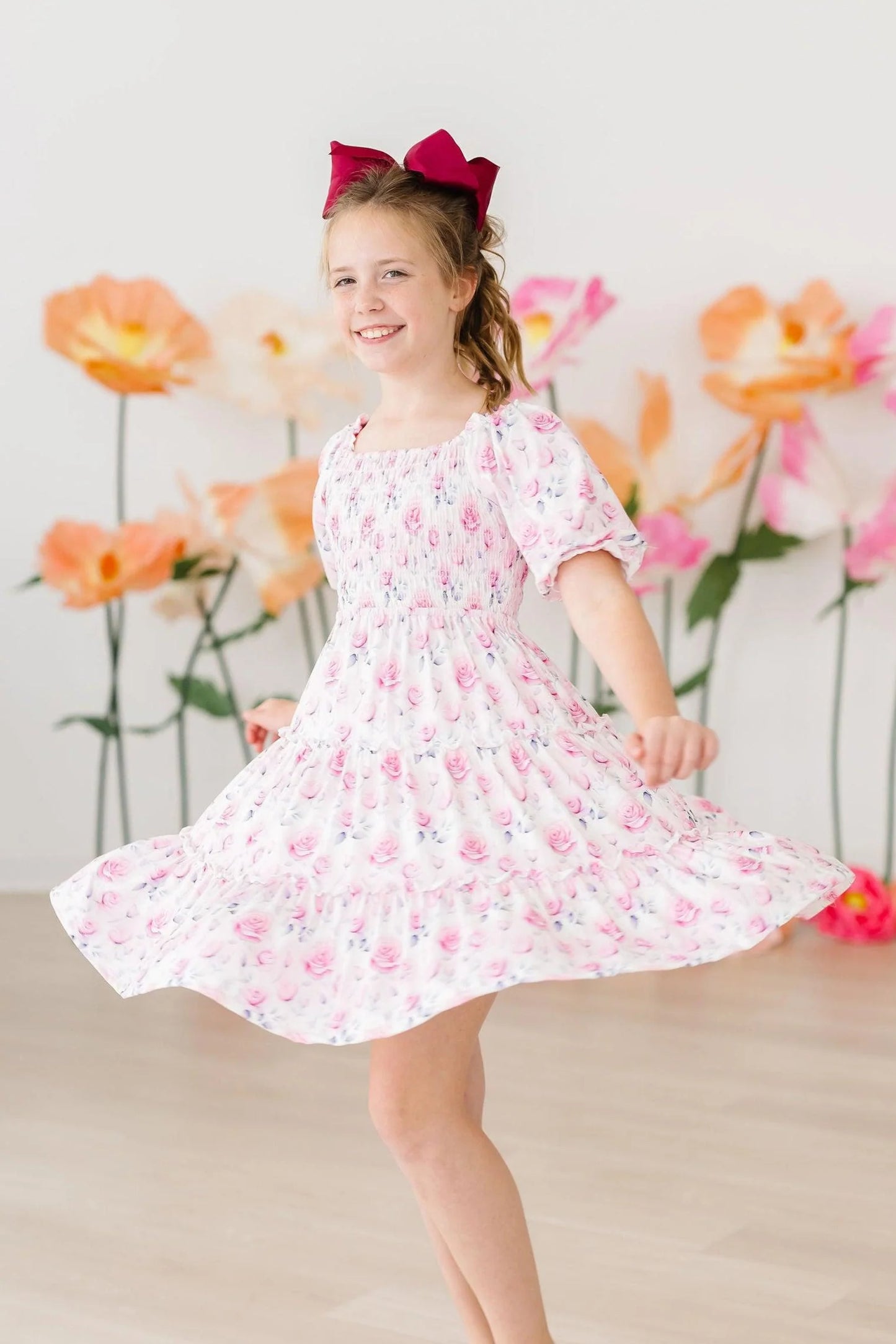 Rose Garden Smocked Ruffle Dress