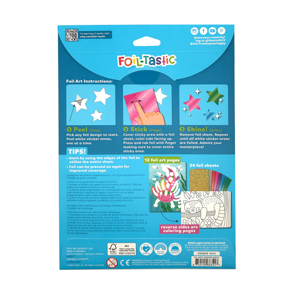 Foil-tastic Foil Art & Coloring Set - Awesome Animals