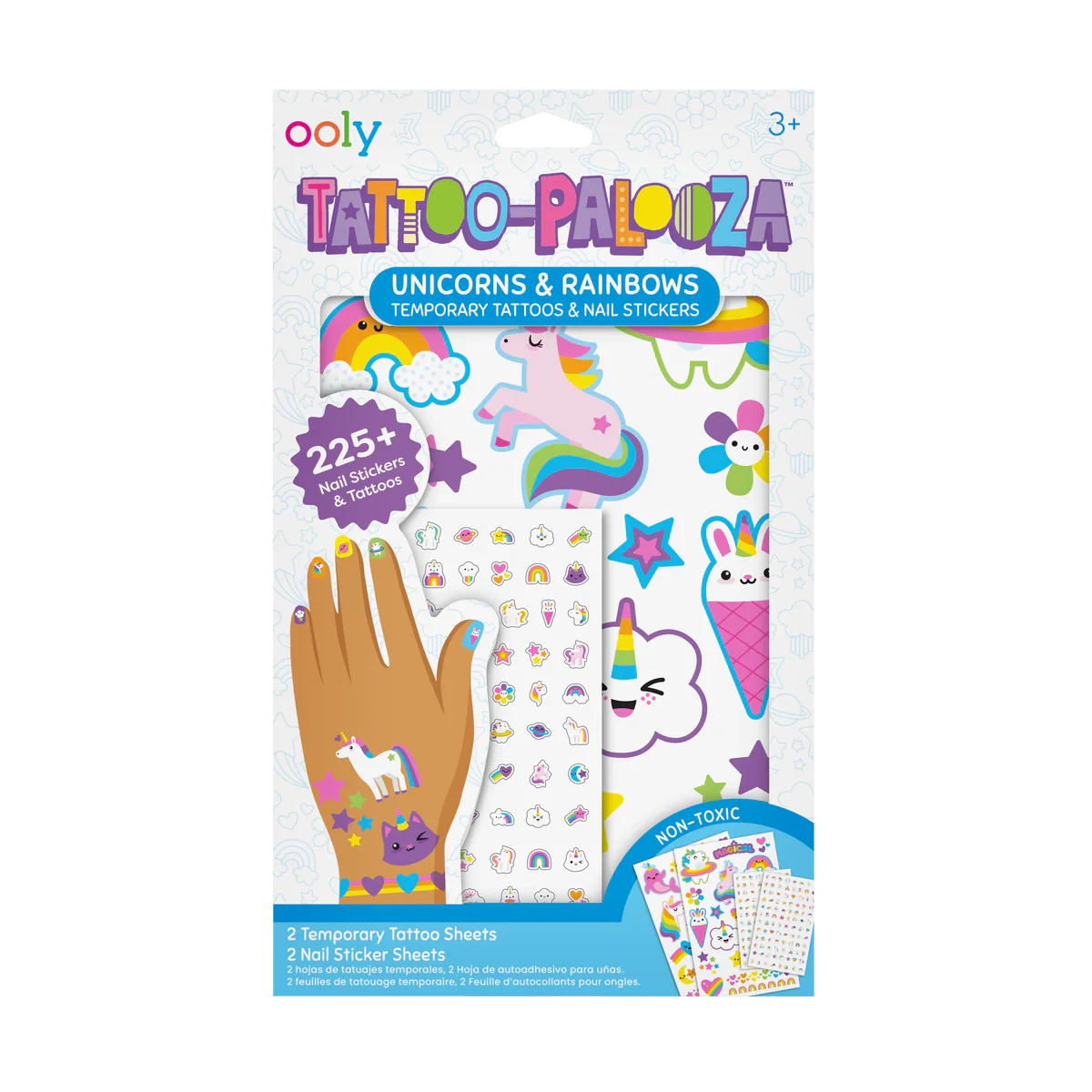 Tattoo-Palooza Temporary Tattoos & Nail Stickers - Unicorns & Rainbows