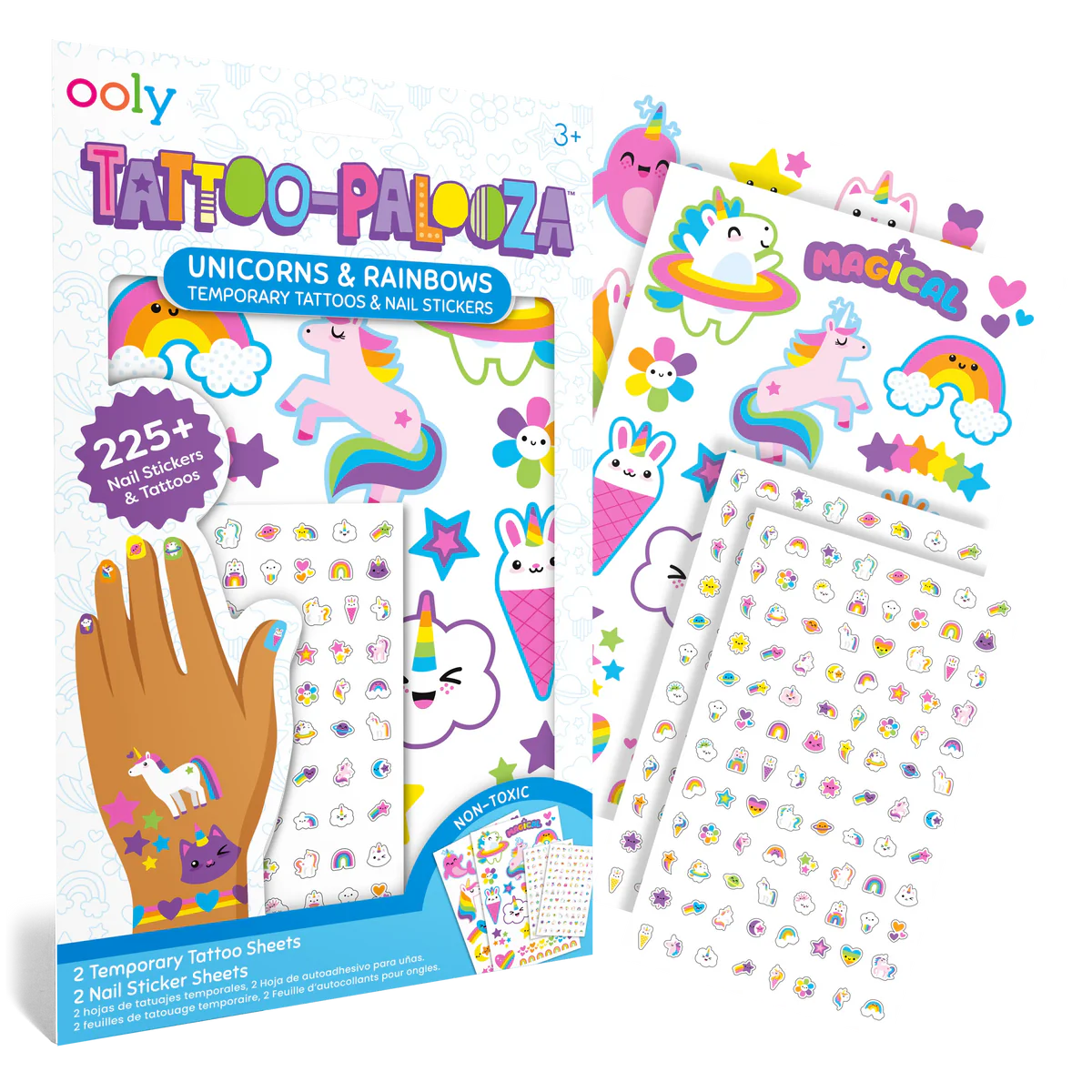 Tattoo-Palooza Temporary Tattoos & Nail Stickers - Unicorns & Rainbows