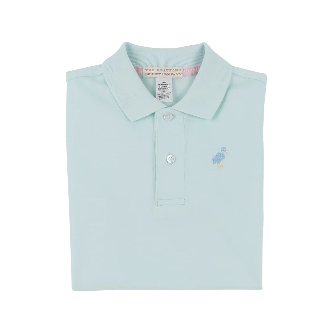 Prim & Proper Polo & Onesie, Sea Island Seafoam with Beale Street Blue Multicolor Stork