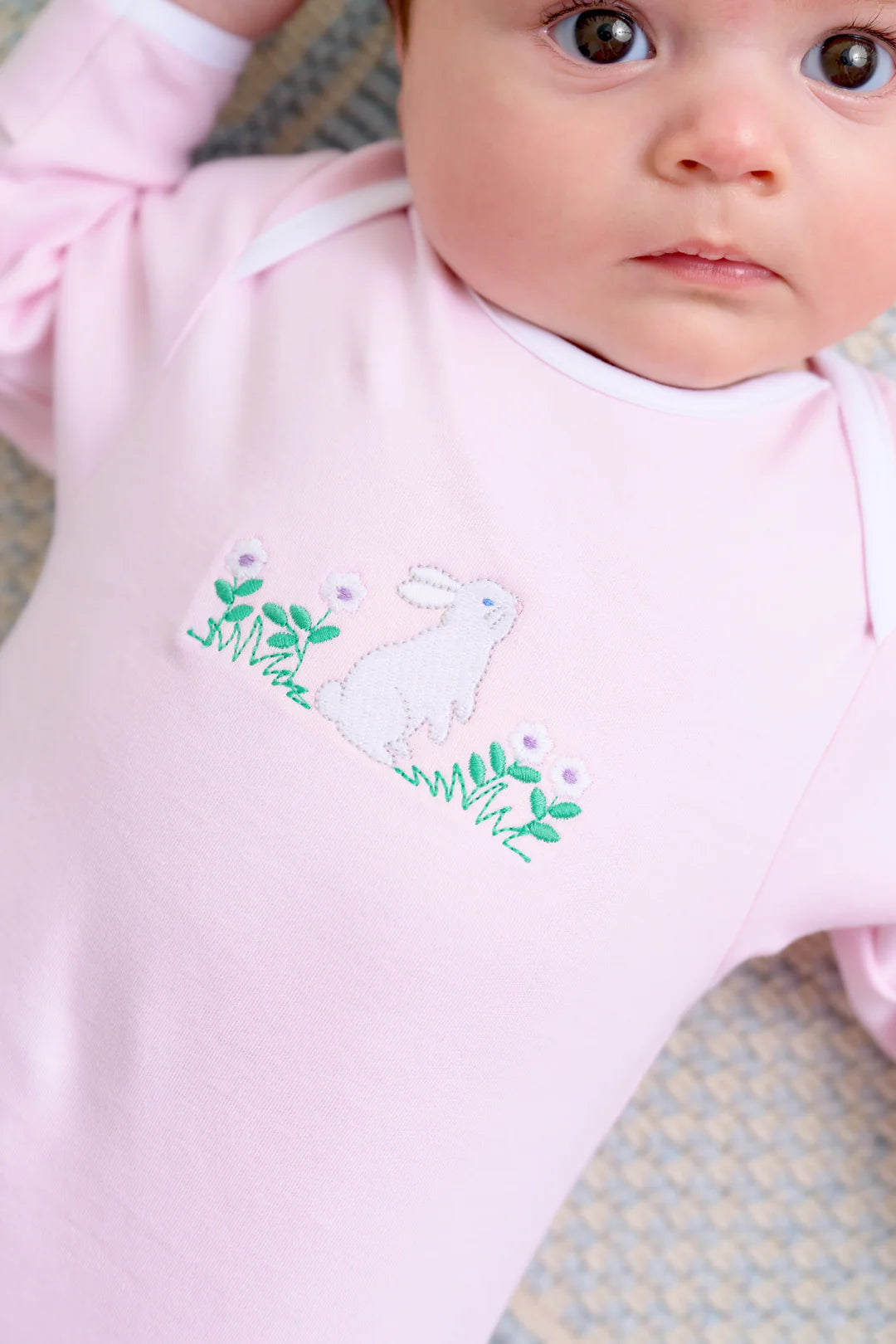 Adorable Everyday Set, Palm Beach Pink with Bunny Embroidery