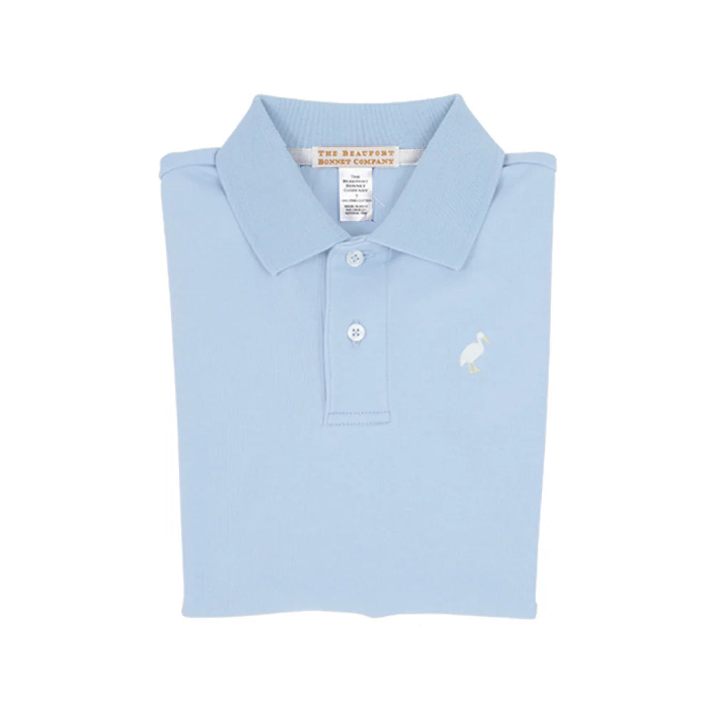 Prim & Proper Polo & Onesie, Beale Street Blue with Multicolor Stork