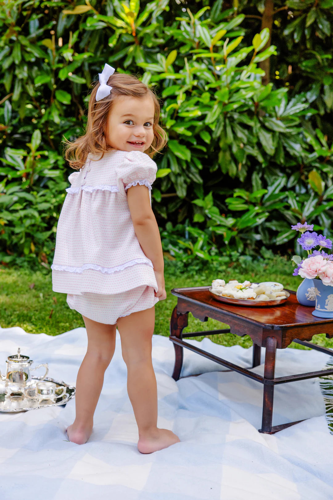 Flossy Frock Set, Darien Dot with Worth Avenue White