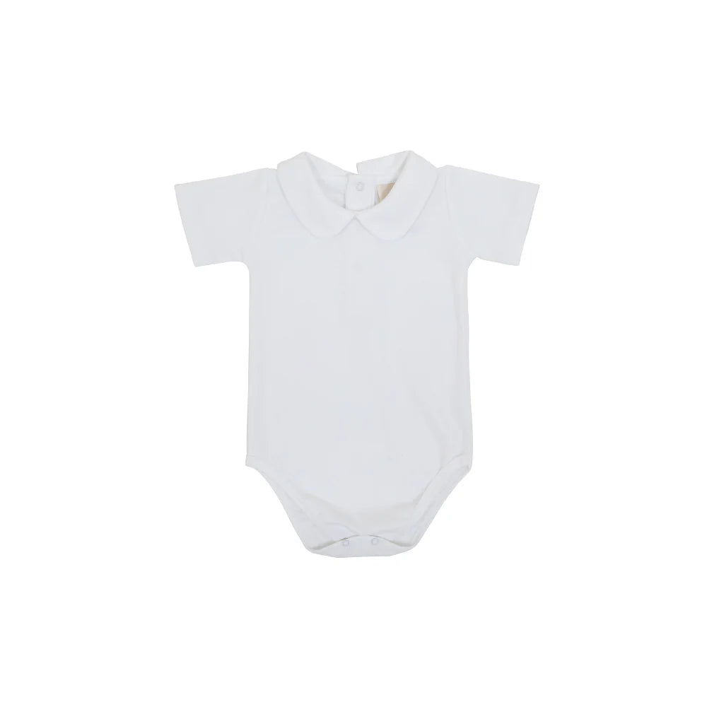 Peter Pan Collar Onesie (Short Sleeve Pima), Worth Avenue White