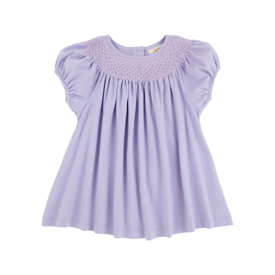 Puff Sleeve Bettye Sue Smocked Top, Lauderdale Lavender with Palm Beach Pink Smocking