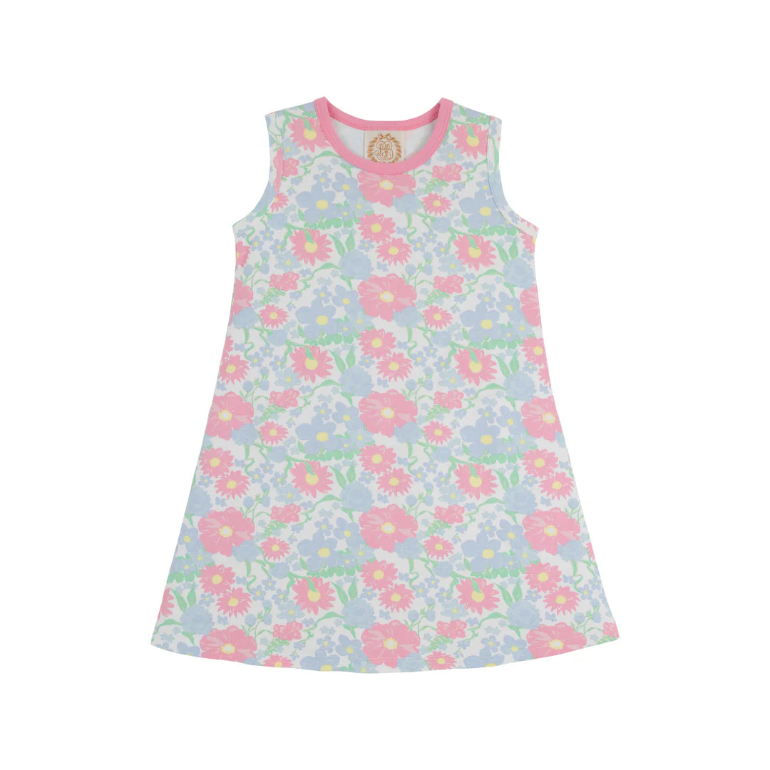 Sleeveless Polly Play Dress, Cape Cod Clusters with Hampton Hot Pink