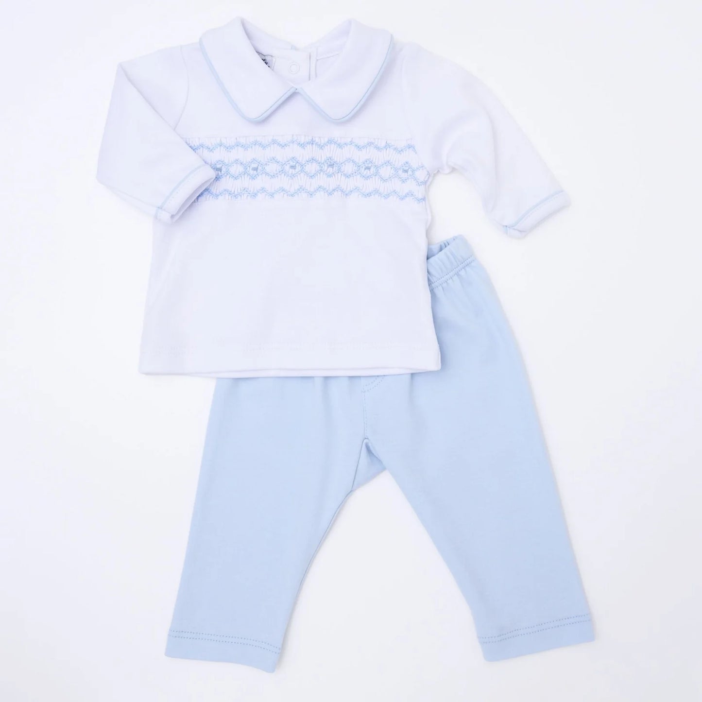 Hudson Smocked 2-Piece Pant Set - Blue