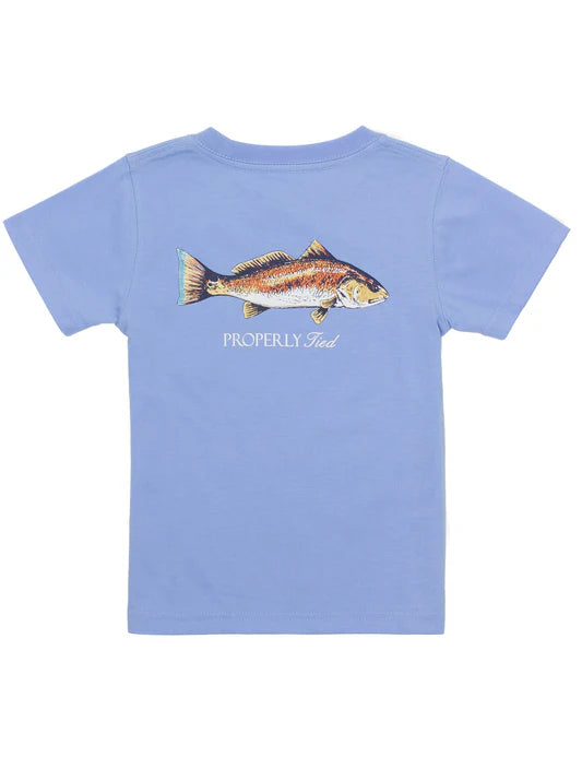 Boys Redfish SS Shirt, Light Blue