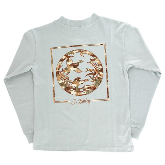 Boys Long Sleeve Logo Tee - Duck Silhouette on Sage