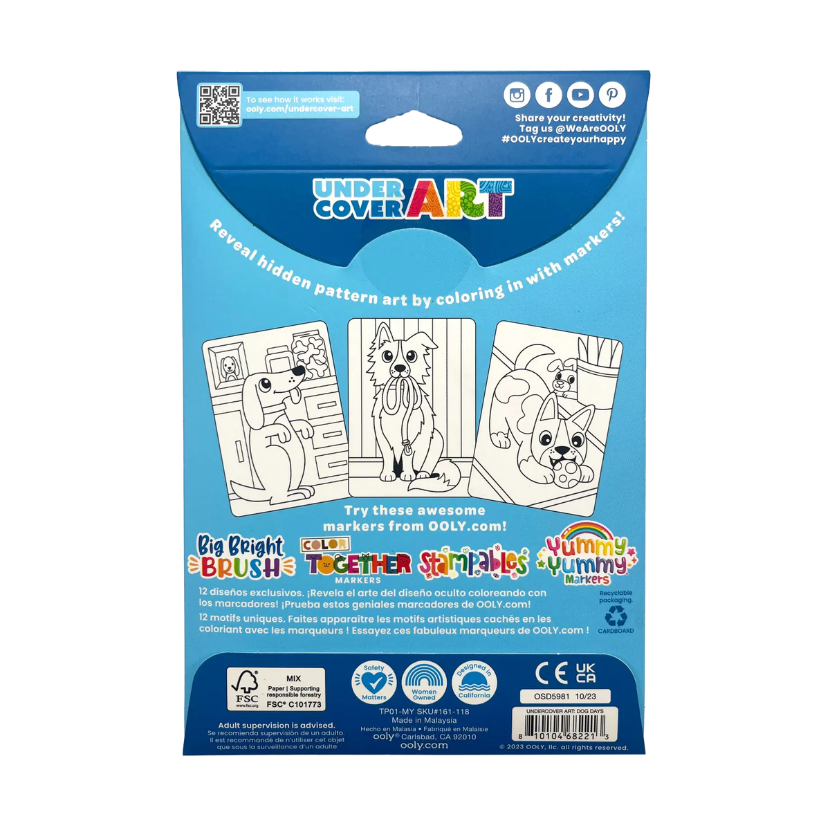 Undercover Art Hidden Pattern Coloring Activity Art Cards - Dog Days