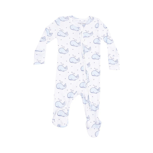 2 Way Zipper Footie, Bubbly Whale Blue