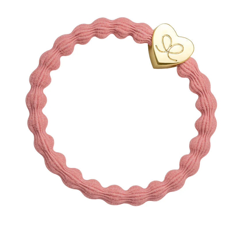 Bangle Band, Gold Heart, Coral