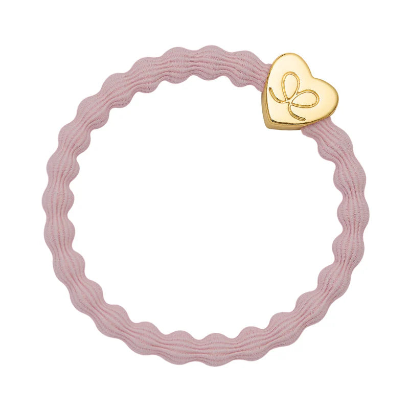 Bangle Band, Gold Heart, Soft Pink