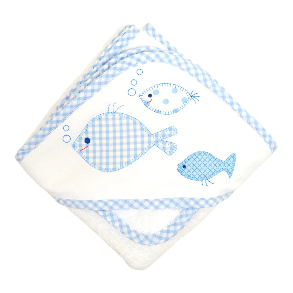 Blue Fish School Hooded Towel Set