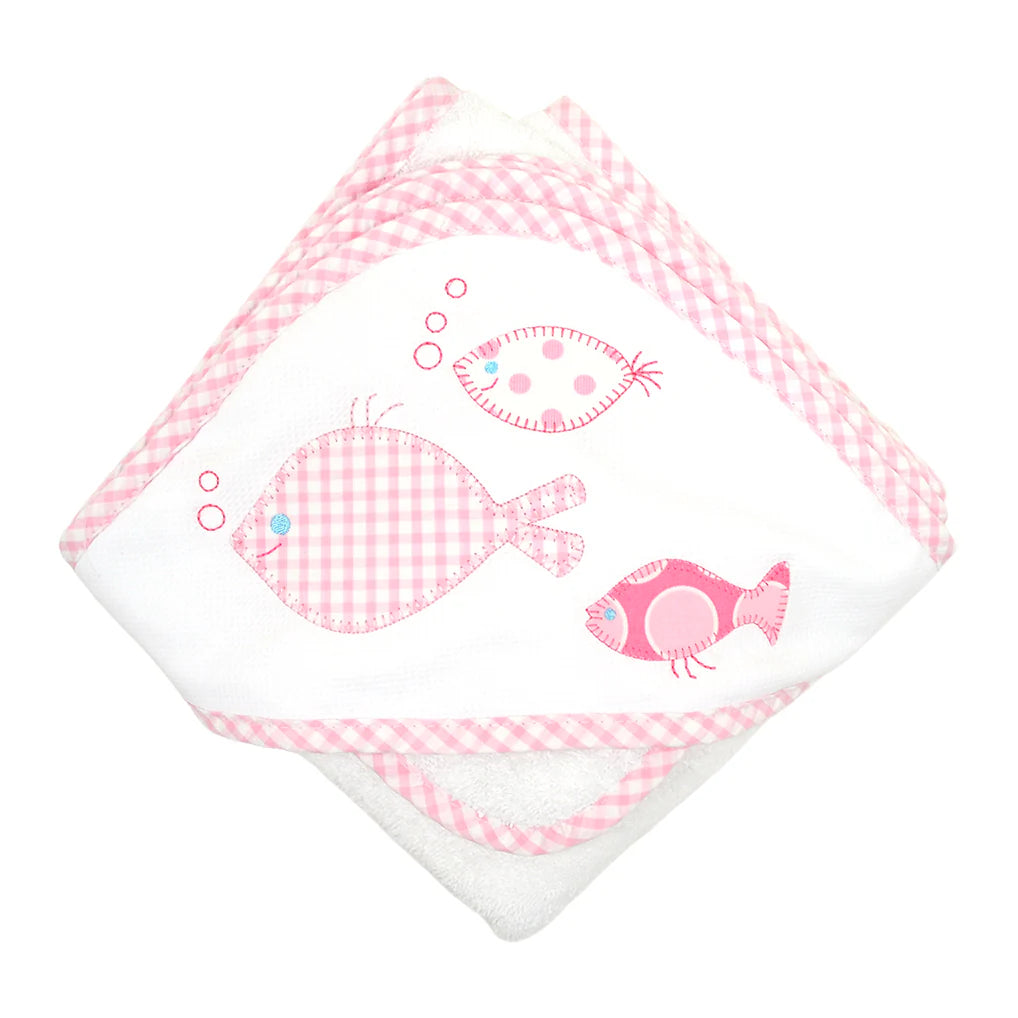 Pink Fish School Hooded Towel Set