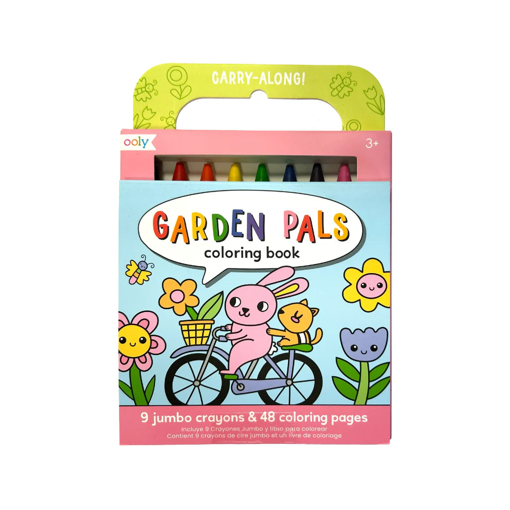 Carry Along! Coloring Book and Crayon Set - Garden Pals - Set of 9 Crayons