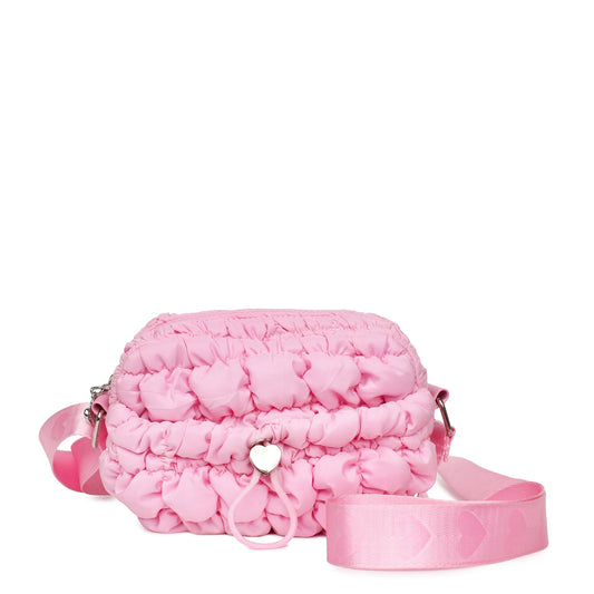 Quilted Scrunchies Mini Drawstring Crossbody Bag, Cotton Candy Scrunch