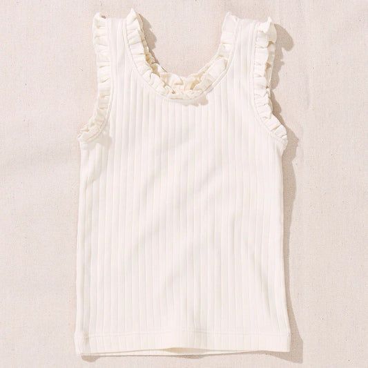 Joy Ruffle Tank, Cream