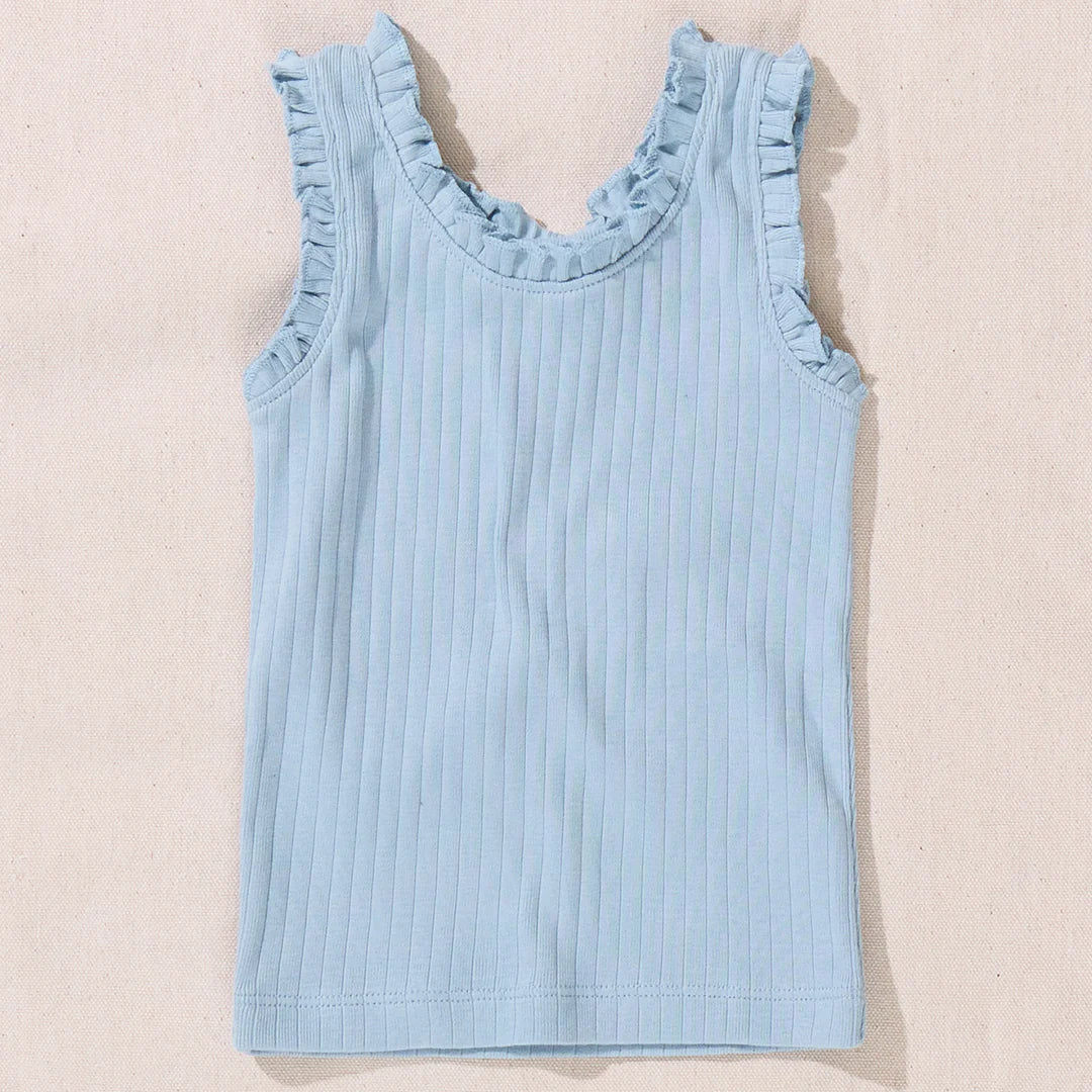 Joy Ruffle Tank, Light Blue